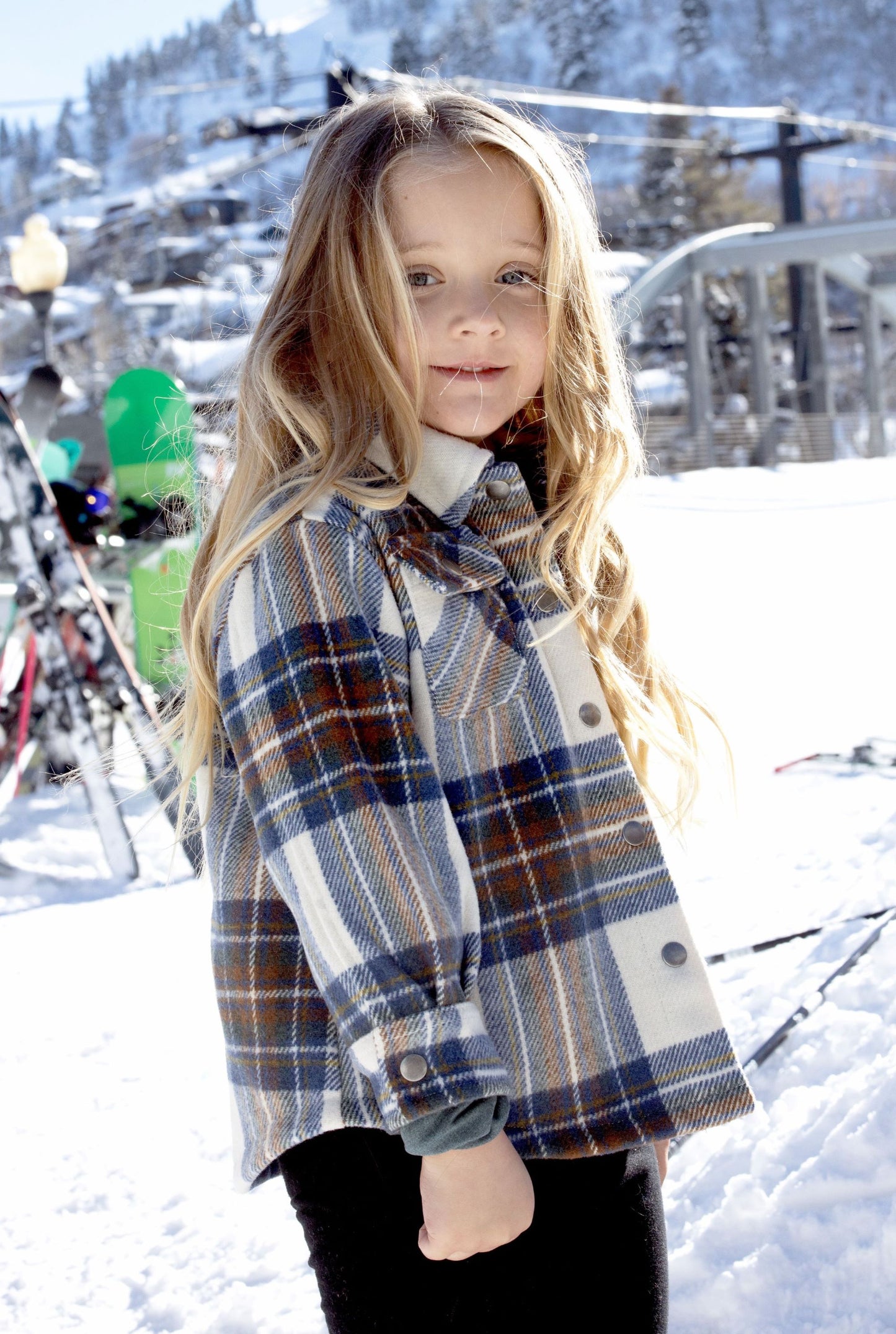 Kid's Shacket Beige Tartan
