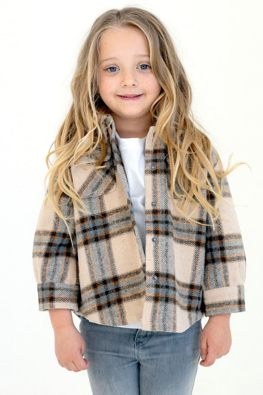 Newborn Shacket Taupe Tartan