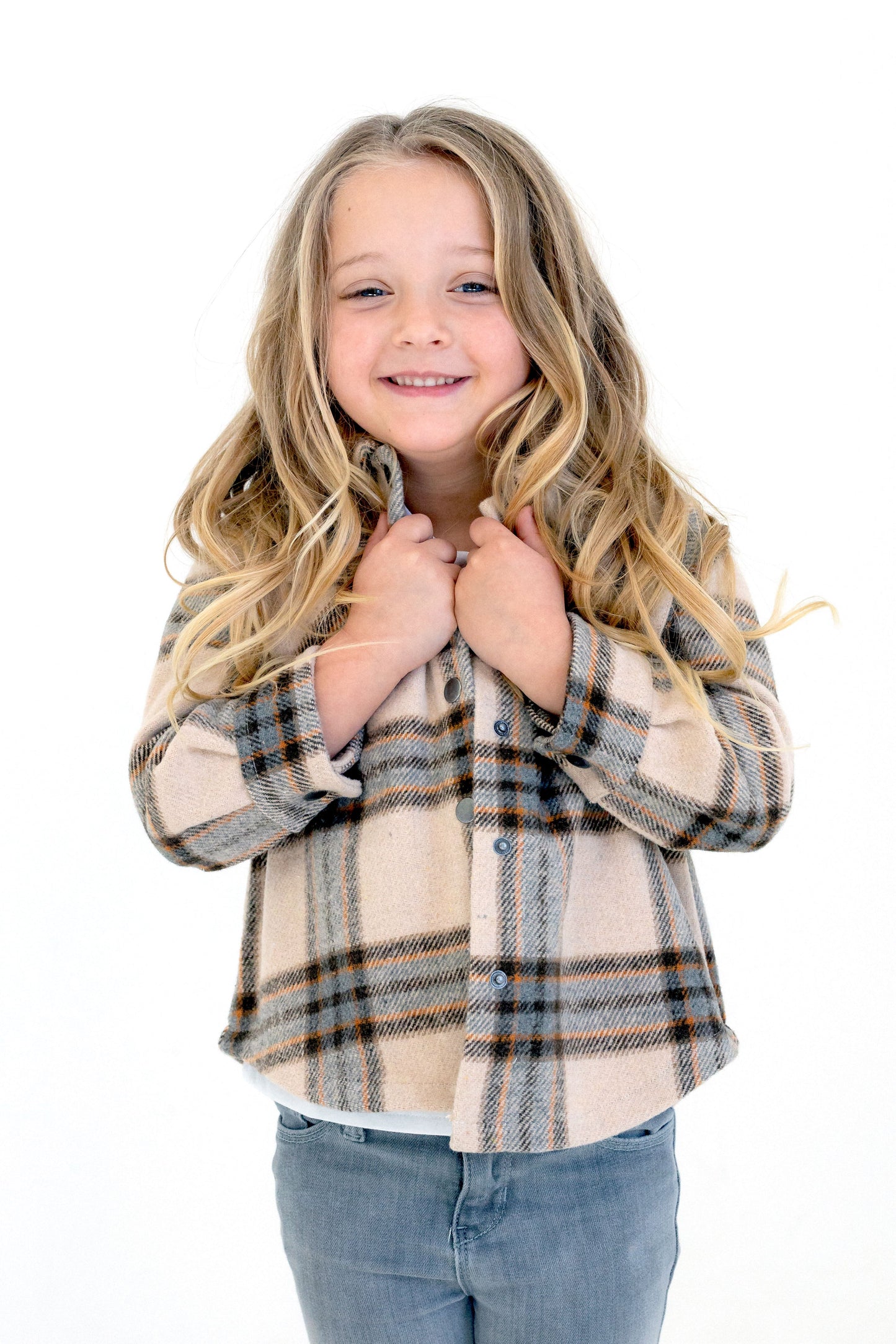 Newborn Shacket Taupe Tartan