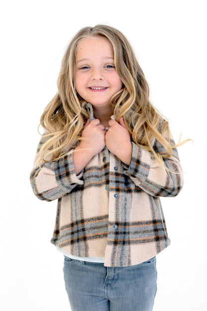 Newborn Shacket Taupe Tartan