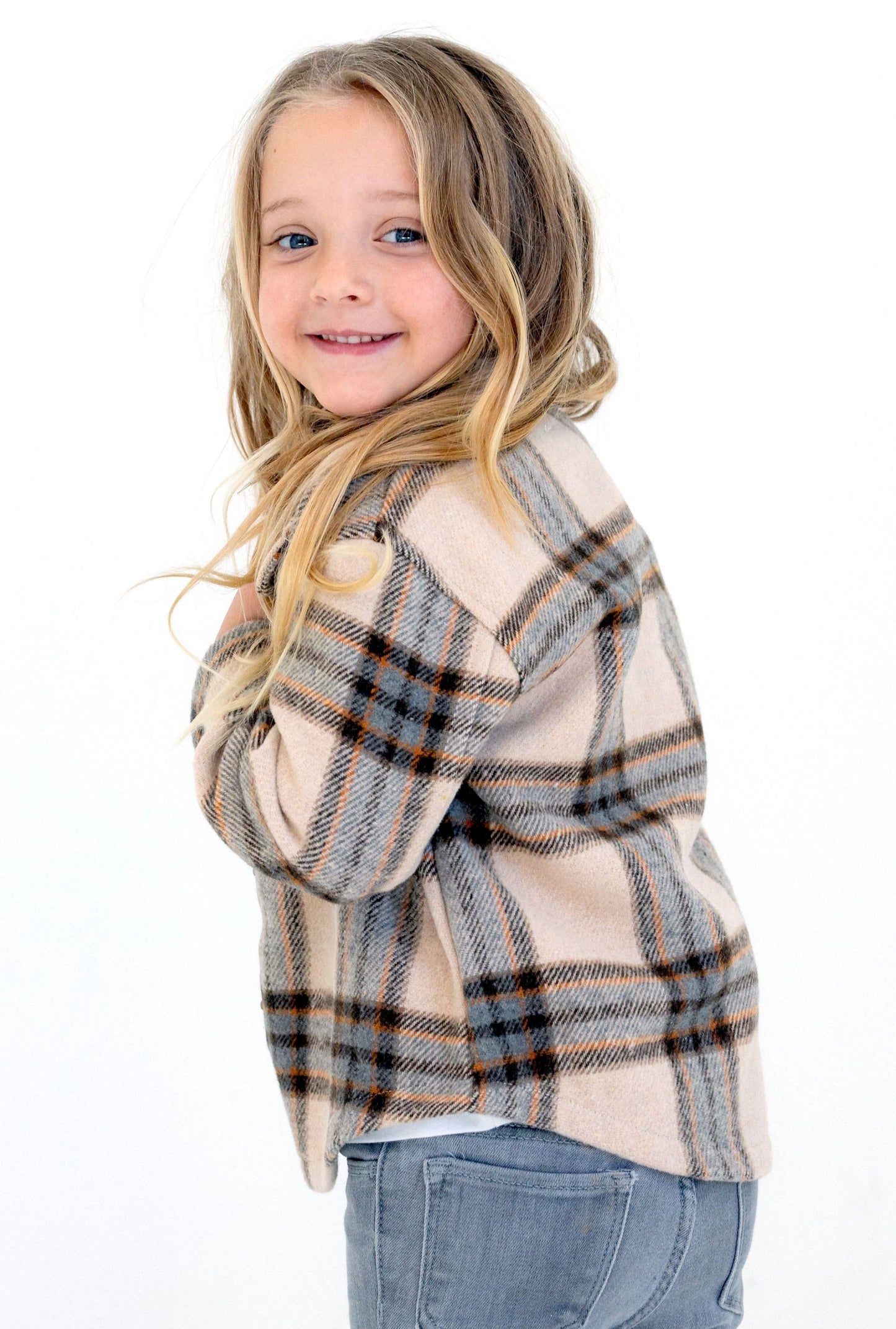 Newborn Shacket Taupe Tartan