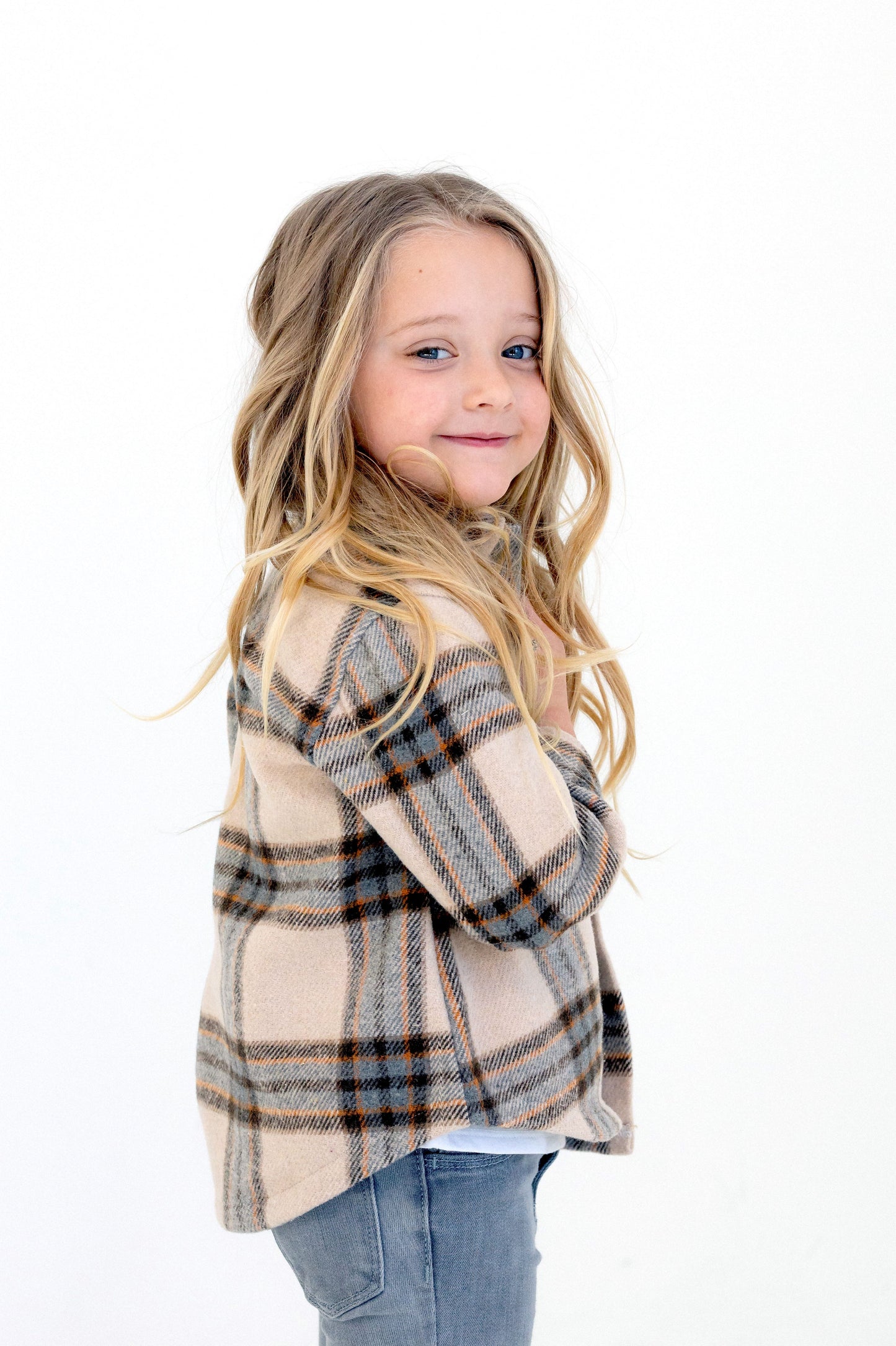 Newborn Shacket Taupe Tartan