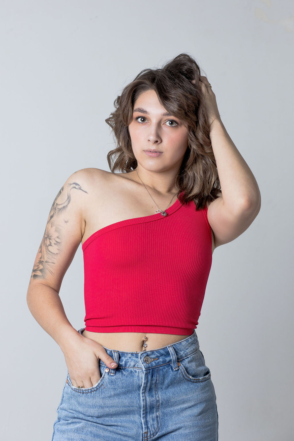 Women's Ribbed One Shoulder Top