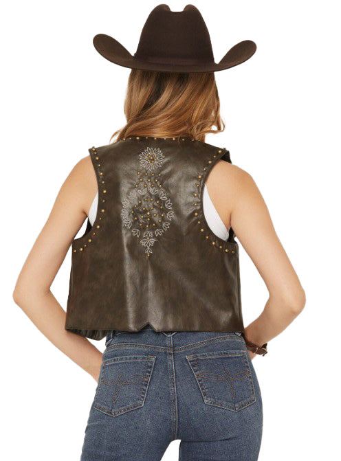 Women's Studded Floral Embroidered Vest
