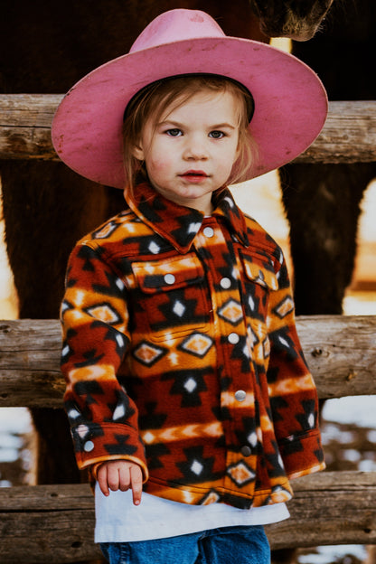 Kid's Shacket Rust Aztec