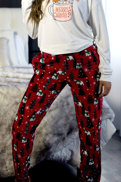 Women's Pajamas Polar Bear Red image 0