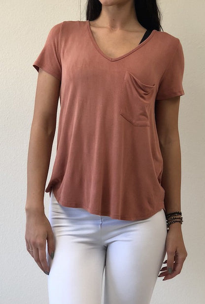 V-Neck Slouchy Pocket Tee image 3