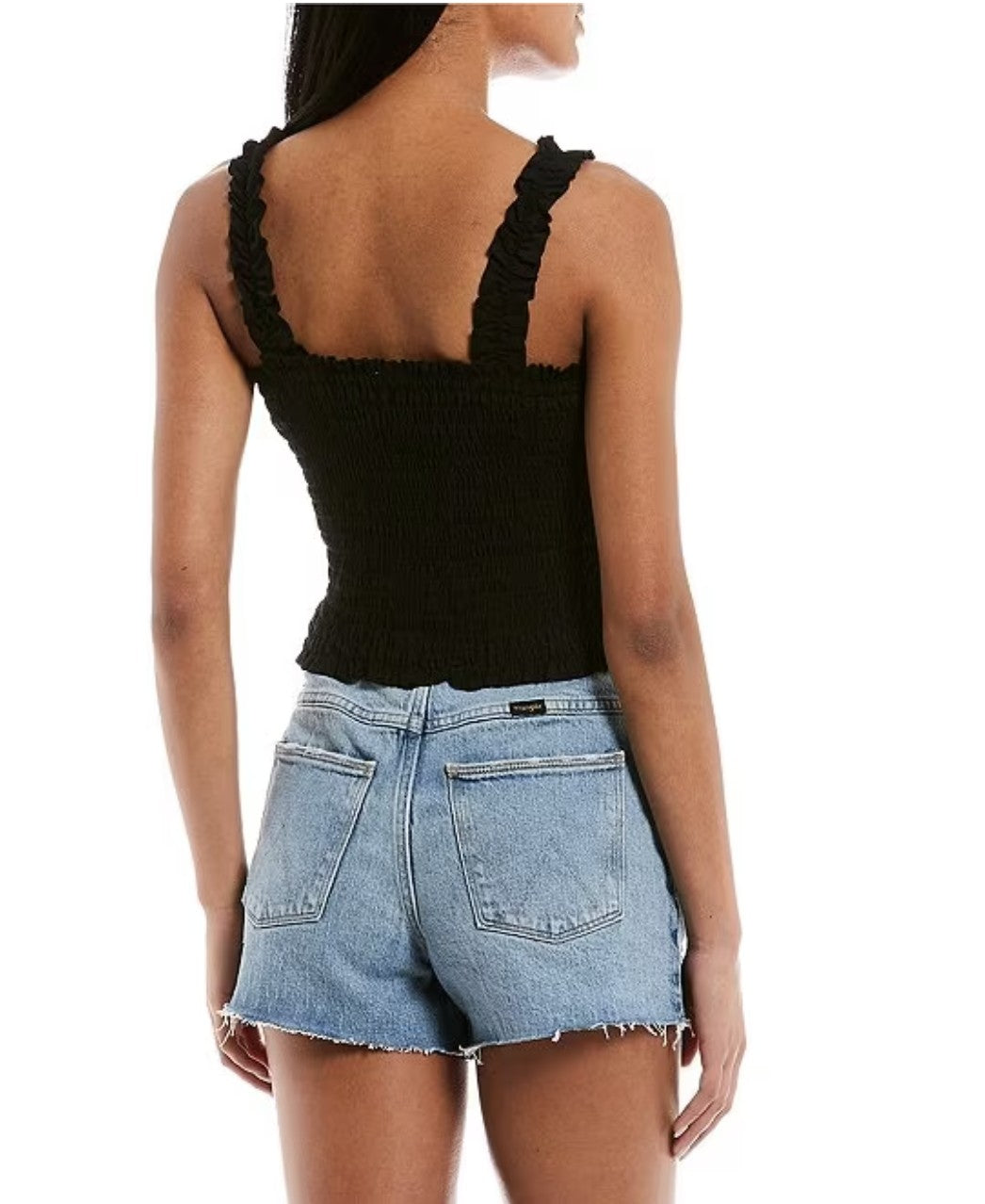 Smocked Square Neck Tank Black image 1