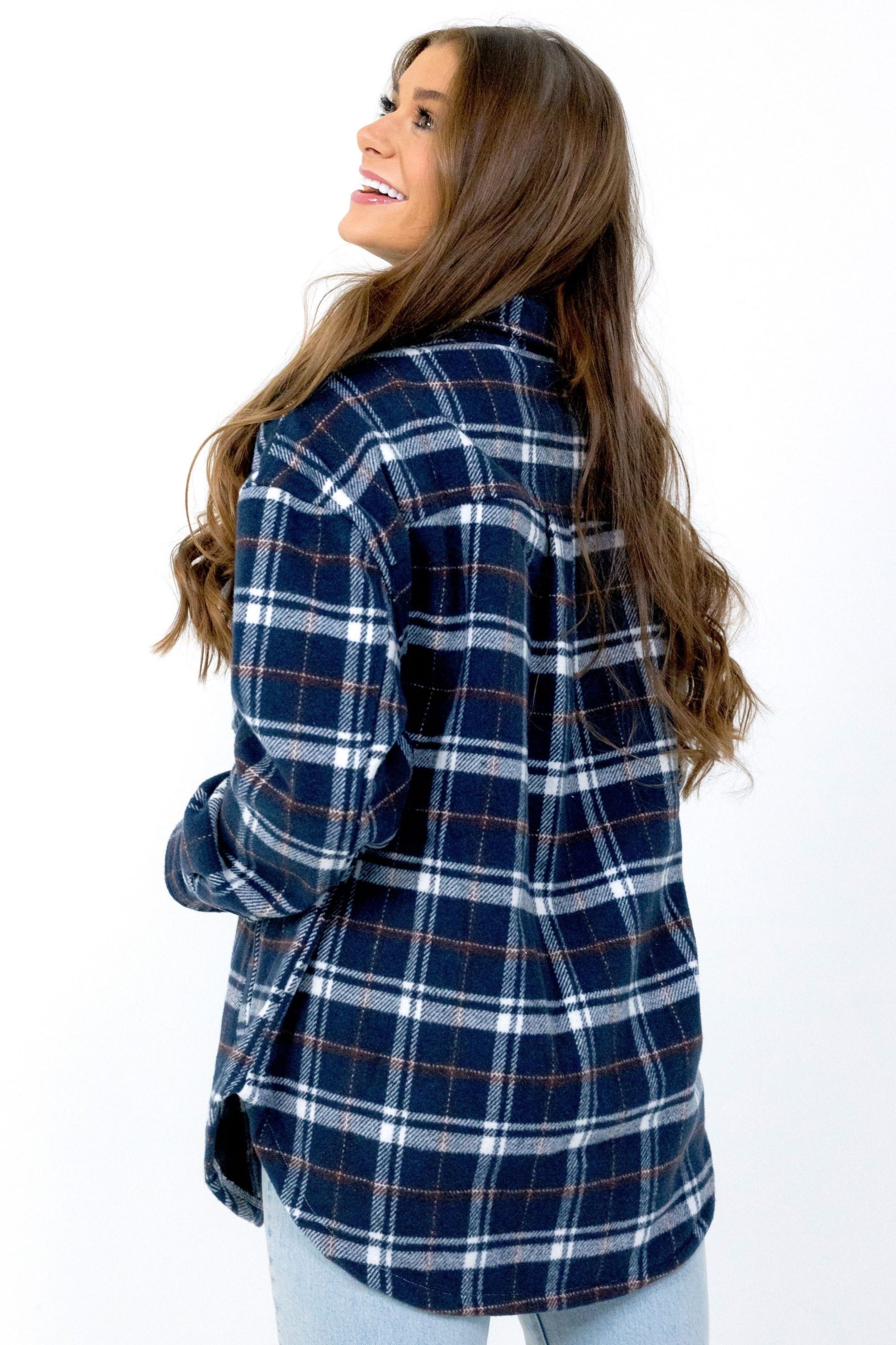 Women's Brushed Tweed Shacket Beige Tartan image 11