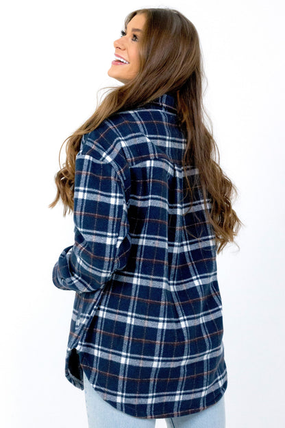 Women's Brushed Tweed Shacket Beige Tartan image 11